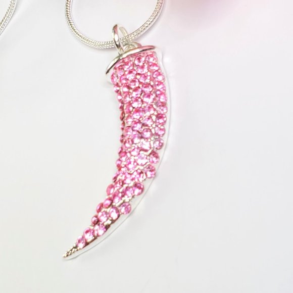 Pink Pave Crystal Horn Necklace - Picture 5 of 6